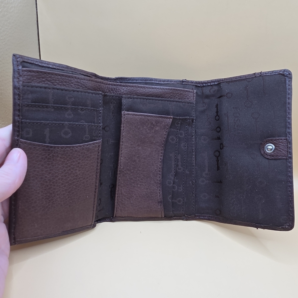 Fossil Long Live Vintage 1954 Trifold Wallet Women's Leather Dark Brown - Picture 5 of 9